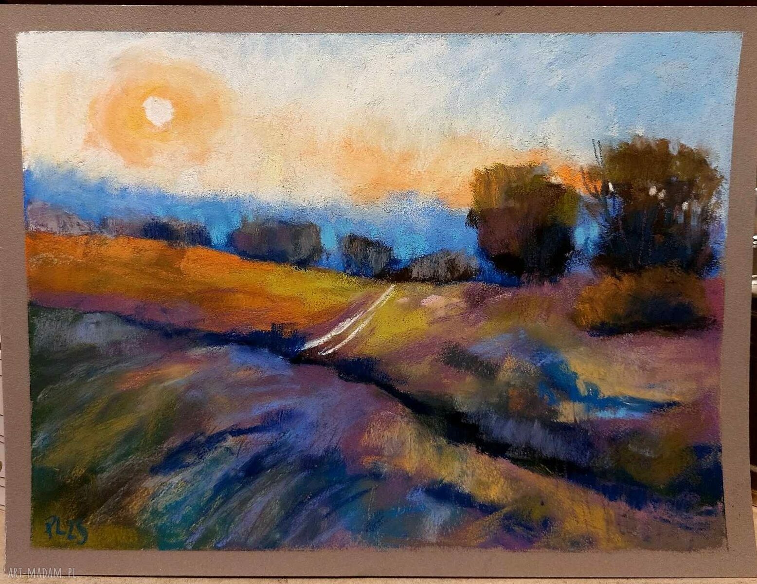 Pejzaż w formacie 18x24 cm - suche pastele i subtelne kolory