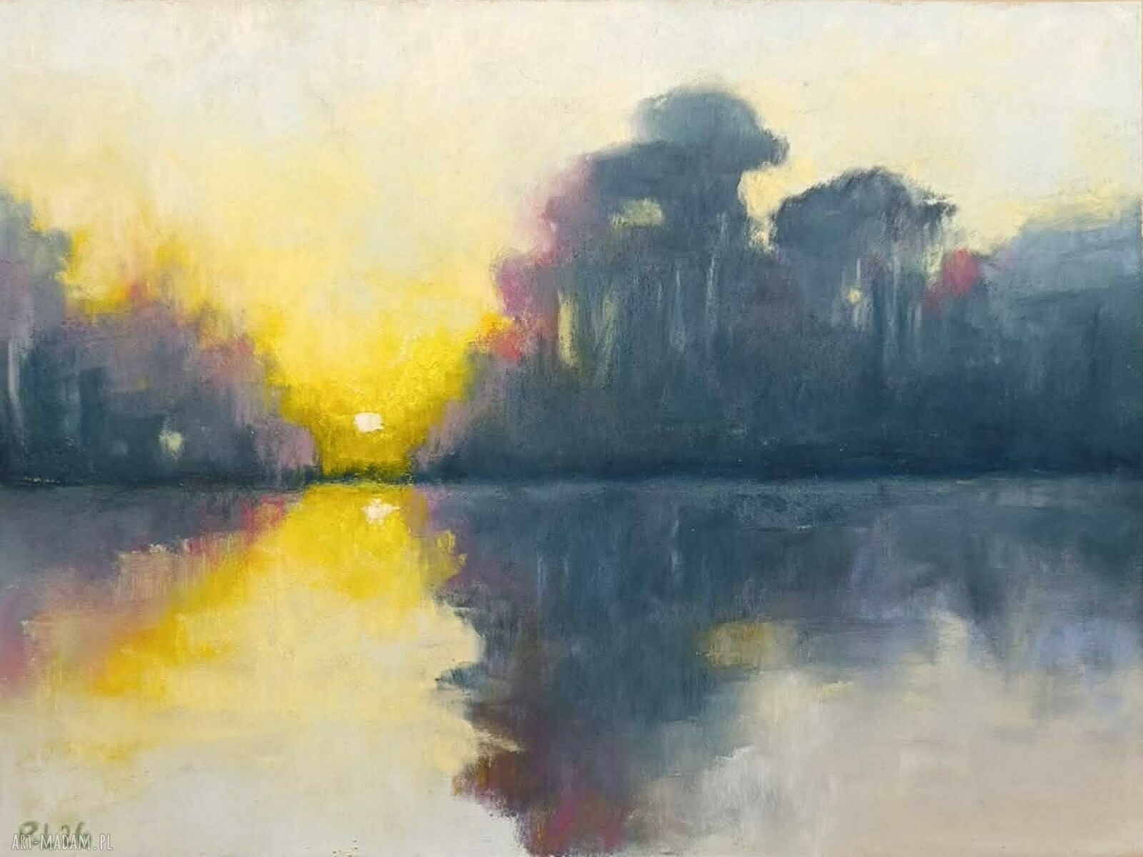 Pejzaż w pastelach suchych 18x24 cm - oryginalny rysunek