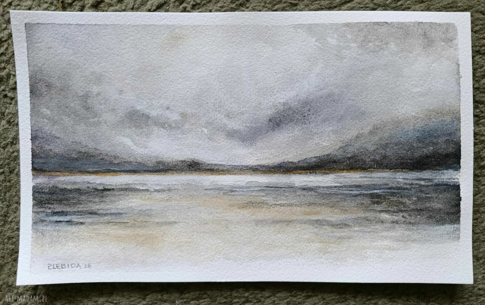 Pejzaż - akwarela 15x25 cm (oryginał, sygnowana, bez oprawy)