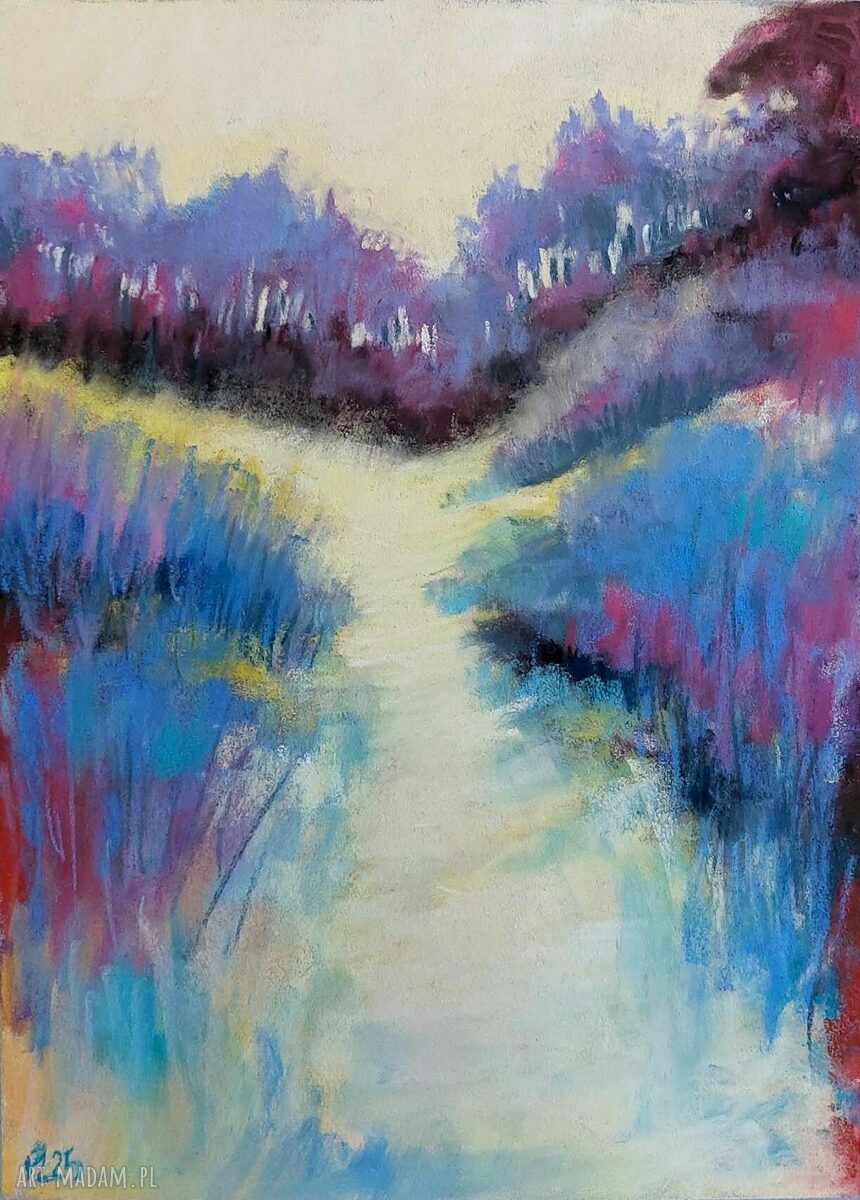 Pejzaż - praca w formacie 24x18 cm w pastelach suchych