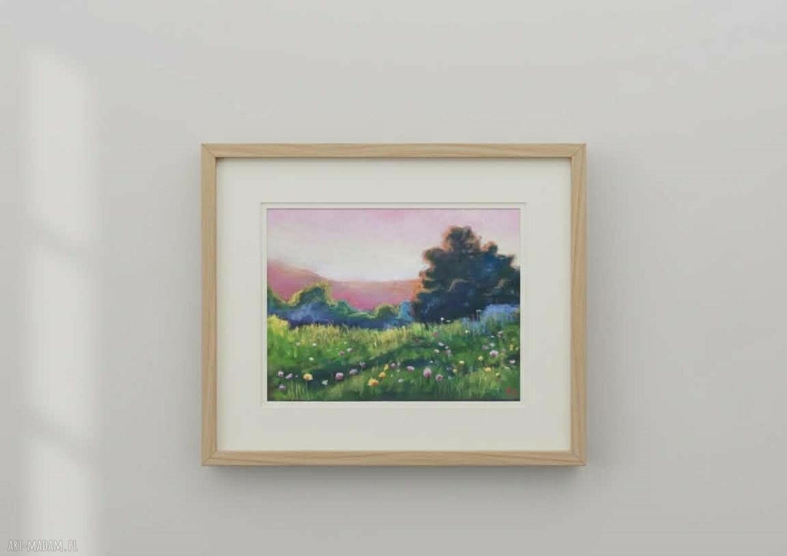 Pejzaż w pastelach suchych - ręcznie wykonany obraz 18 x 24 cm, bez ramy