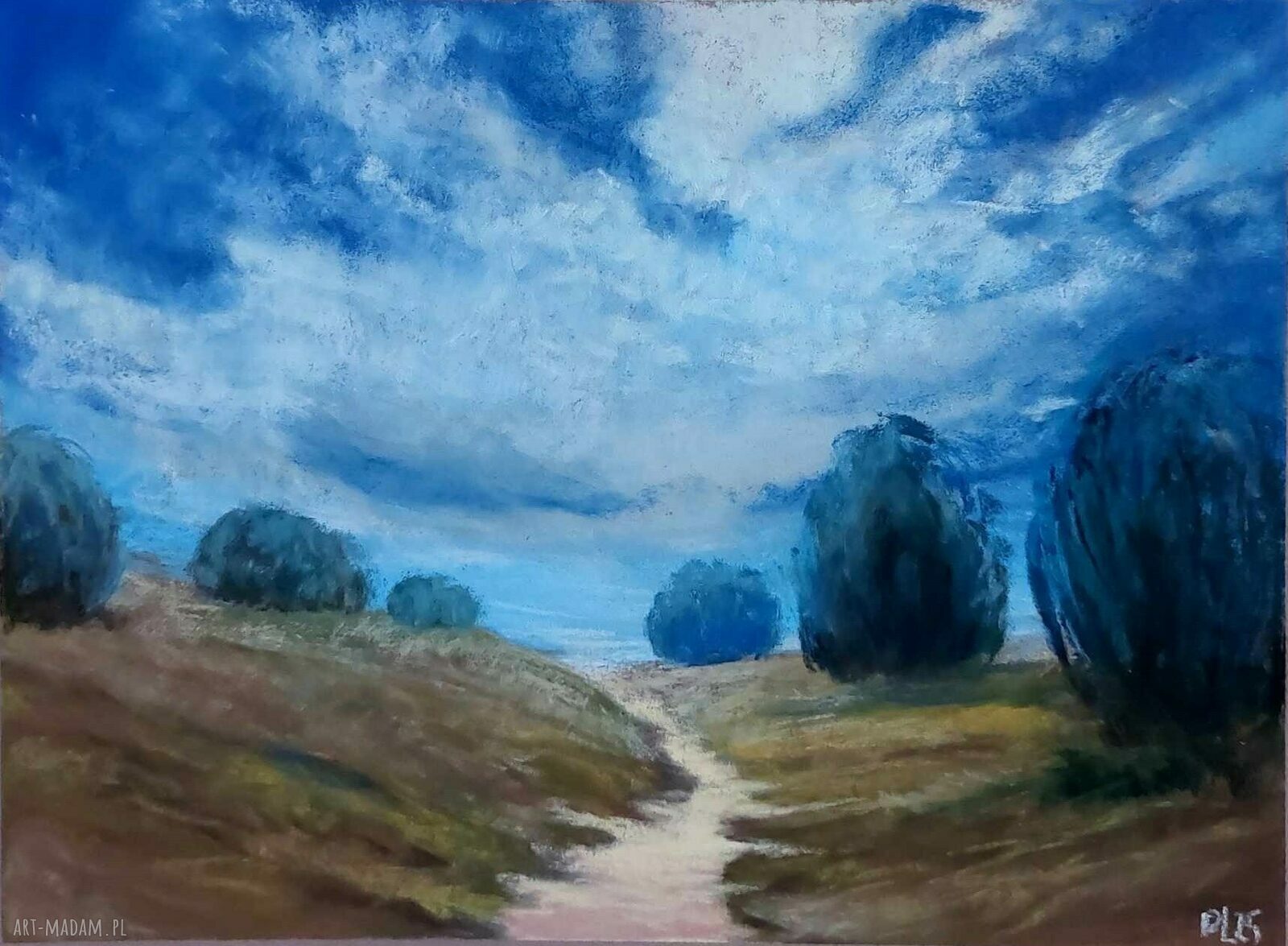 Pastelowy pejzaż 18x24 cm - suche pastele na papierze Pastelmat 360 g/m2