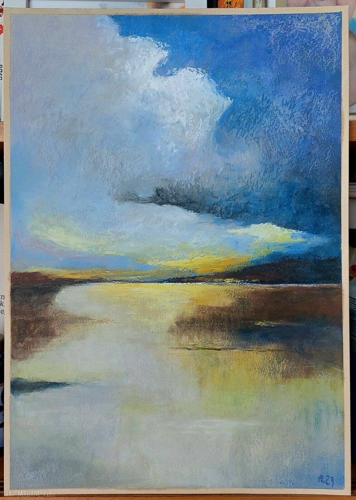 Pejzaż w pastelach olejnych, format A3