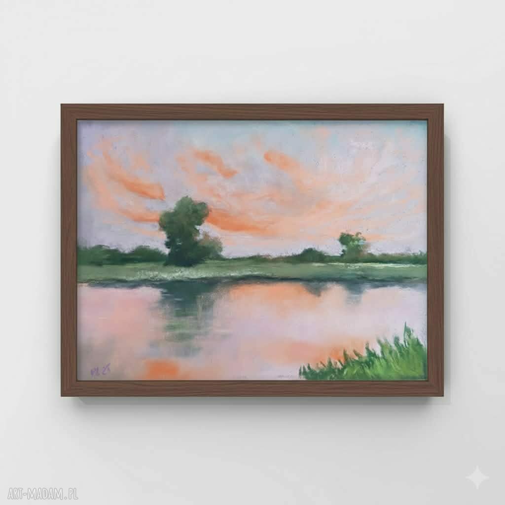 Pejzaż w pastelach suchych 18x24 cm - ręcznie wykonany (bez ramy)