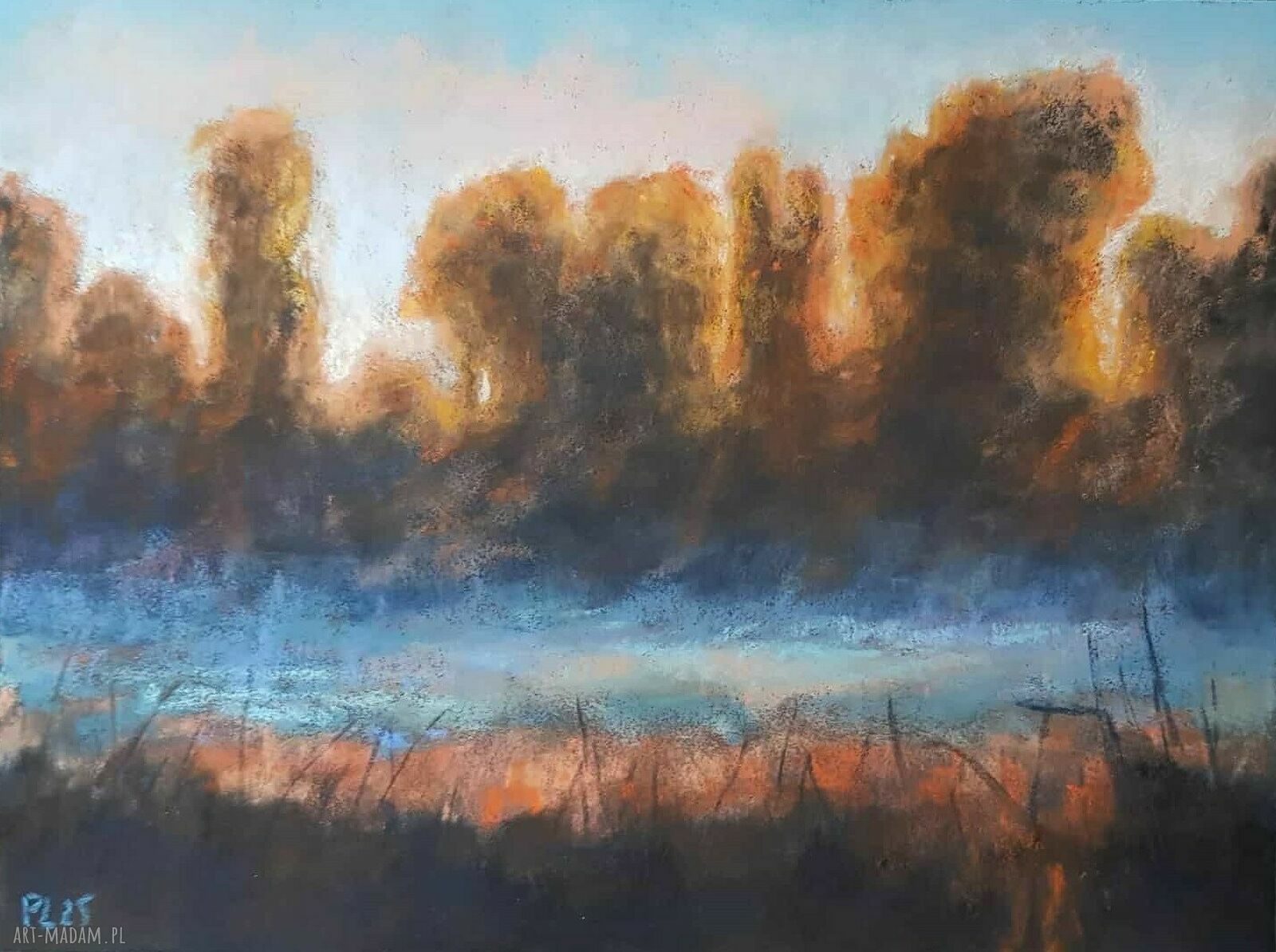 Pejzaż pastelami suchymi 18x24 cm - obraz ręcznie wykonany