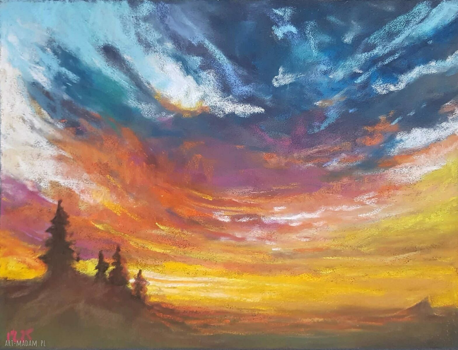 Pejzaż - praca w pastelach suchych 18x24 cm