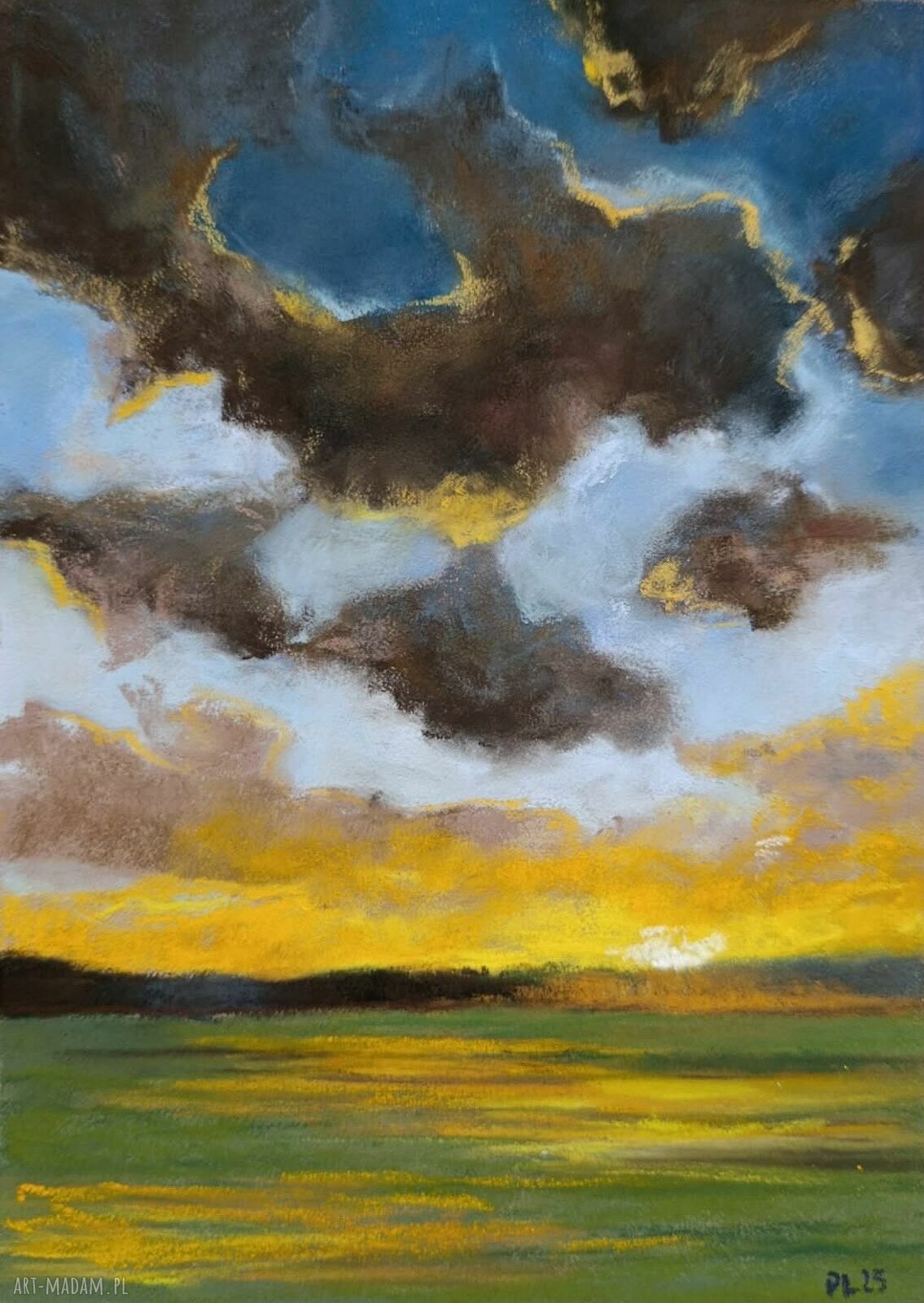 Pejzaż w pastelach suchych 24x18 cm - ręcznie rysowany obraz