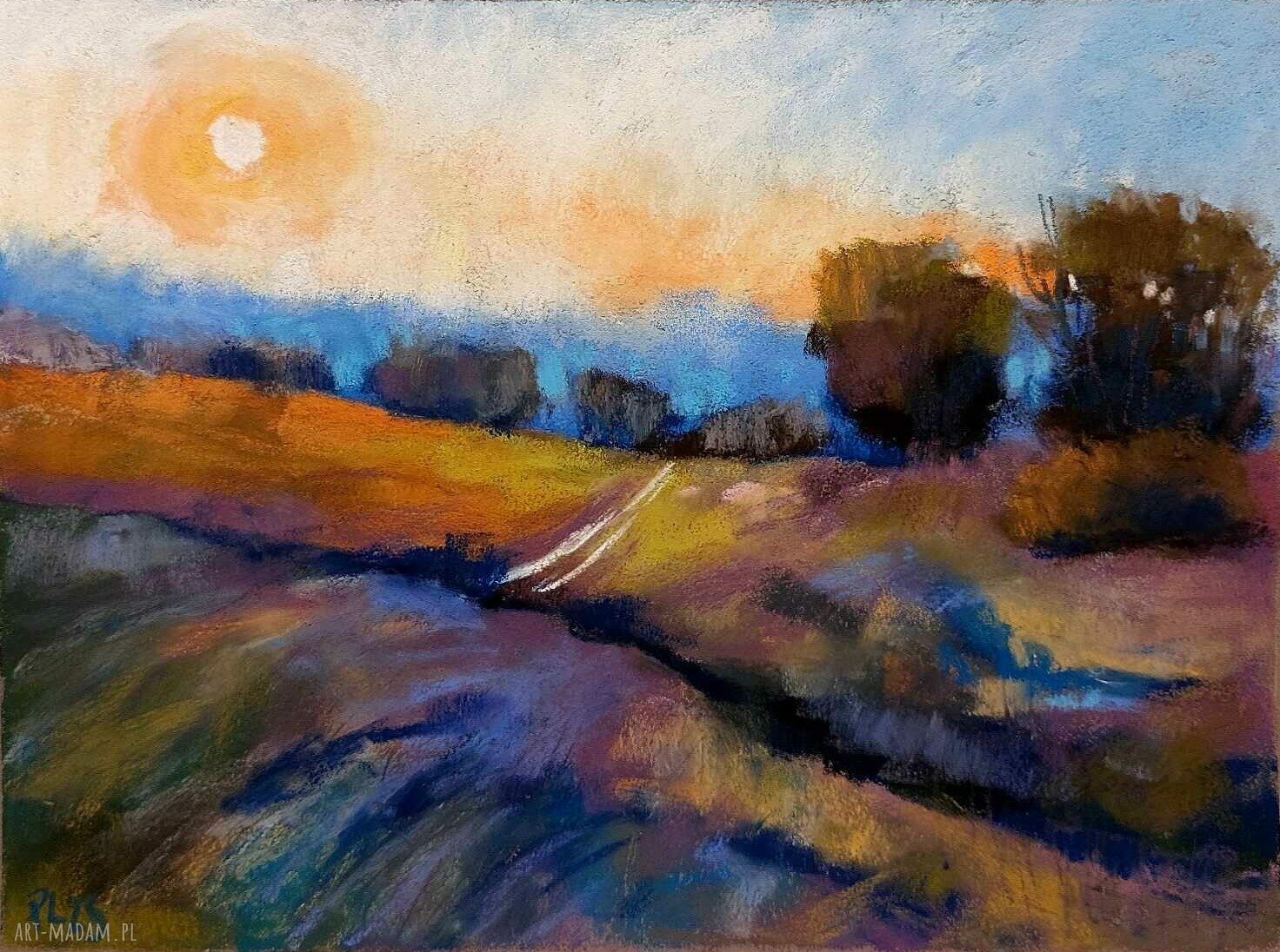 Pejzaż w formacie 18x24 cm - suche pastele i subtelne kolory