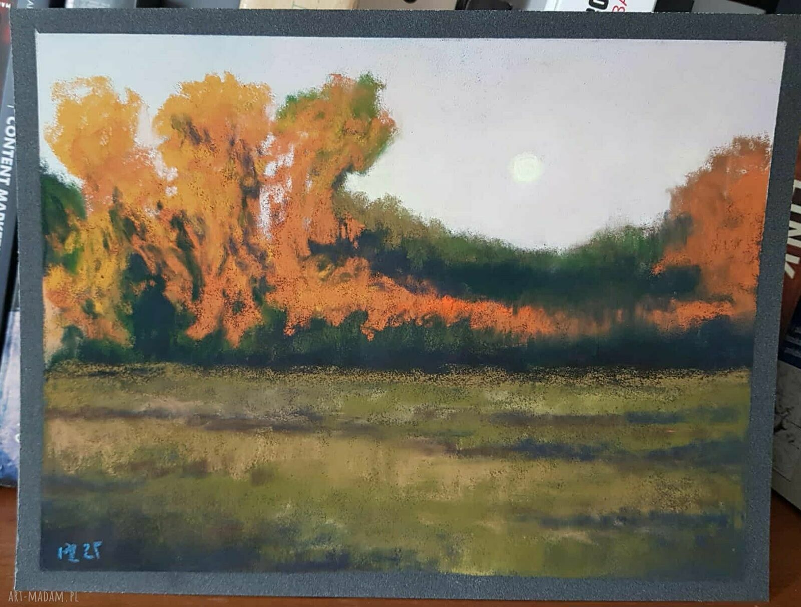 Pejzaż w pastelach suchych 18x24 cm - ręcznie robiony obraz