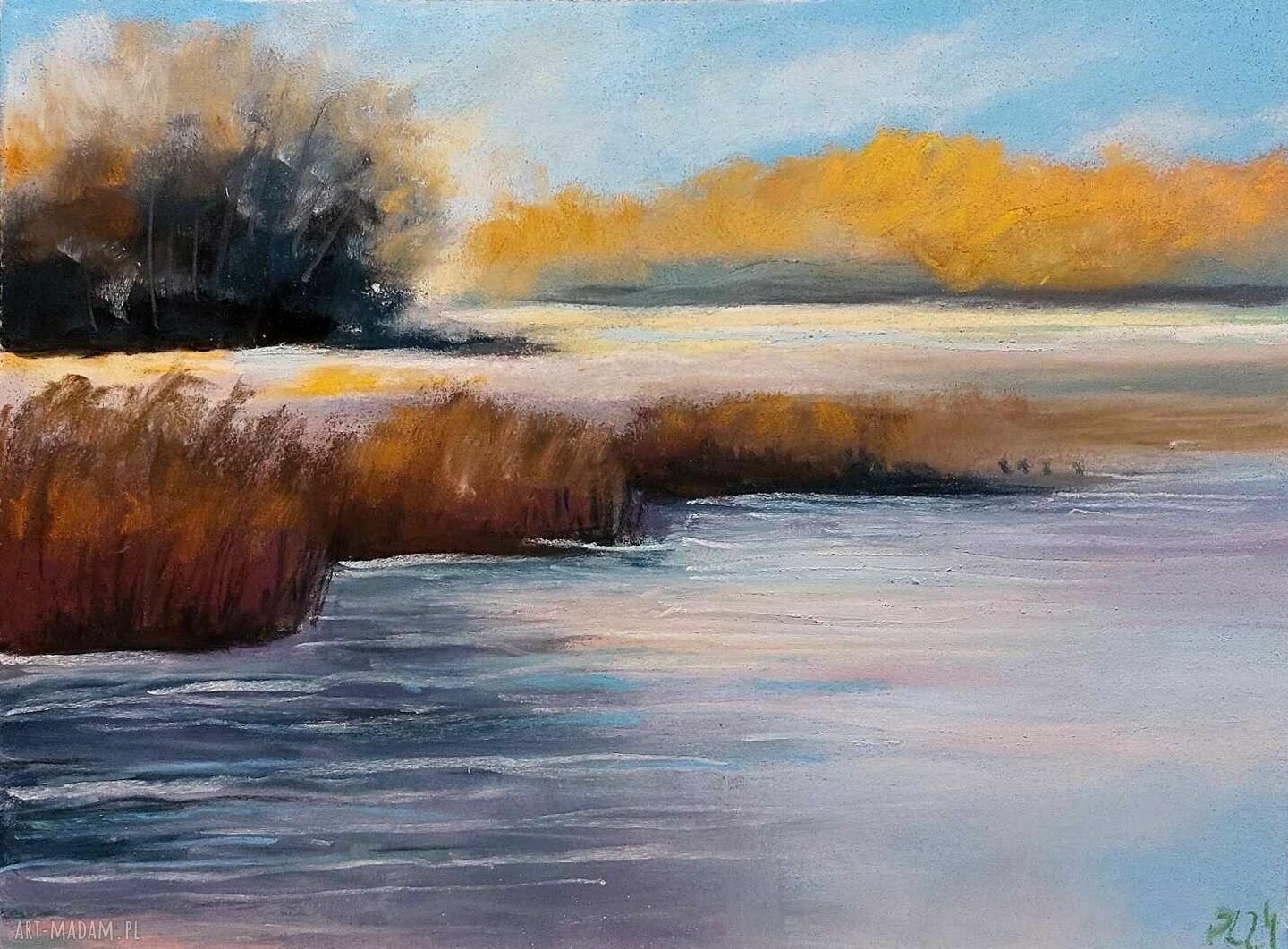 Pejzaż - obraz z suchych pasteli 18 x 24 cm