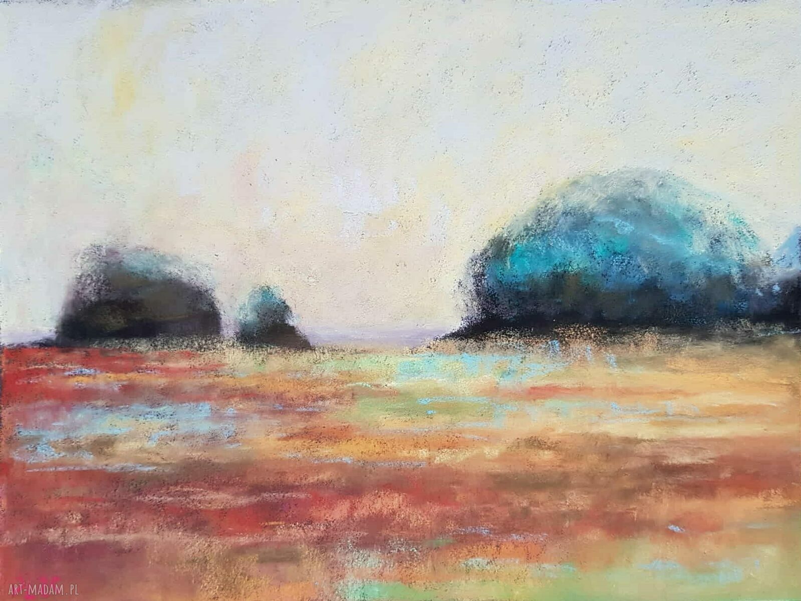 Pejzaż w pastelach 18x24 cm - ręcznie wykonana praca dla Twojego wnętrza