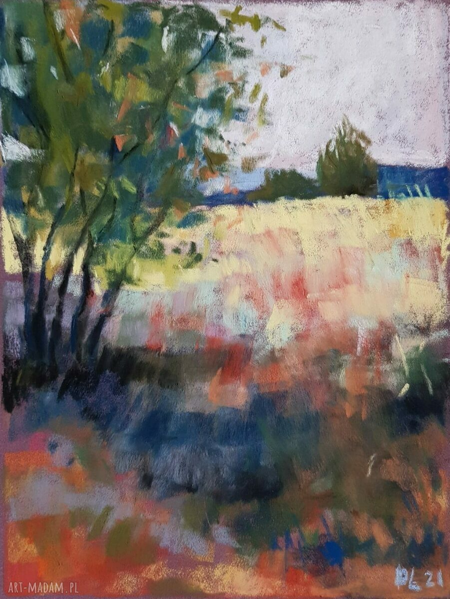 Pejzaż wykonany pastelami suchymi - format 18x24
