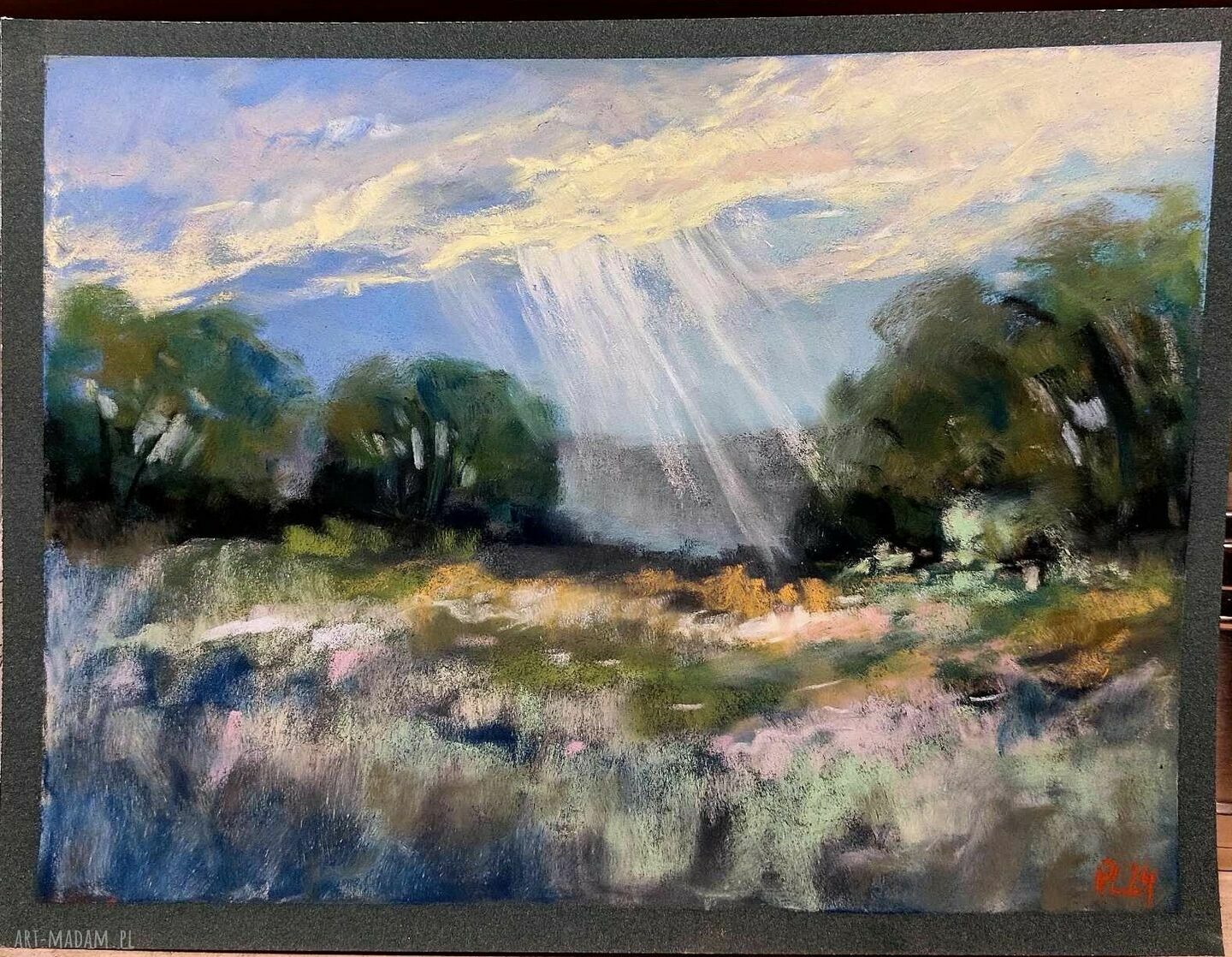 Pejzaż w pastelach suchych 18x24 cm - obraz ręcznie wykonany Paulina Lebida