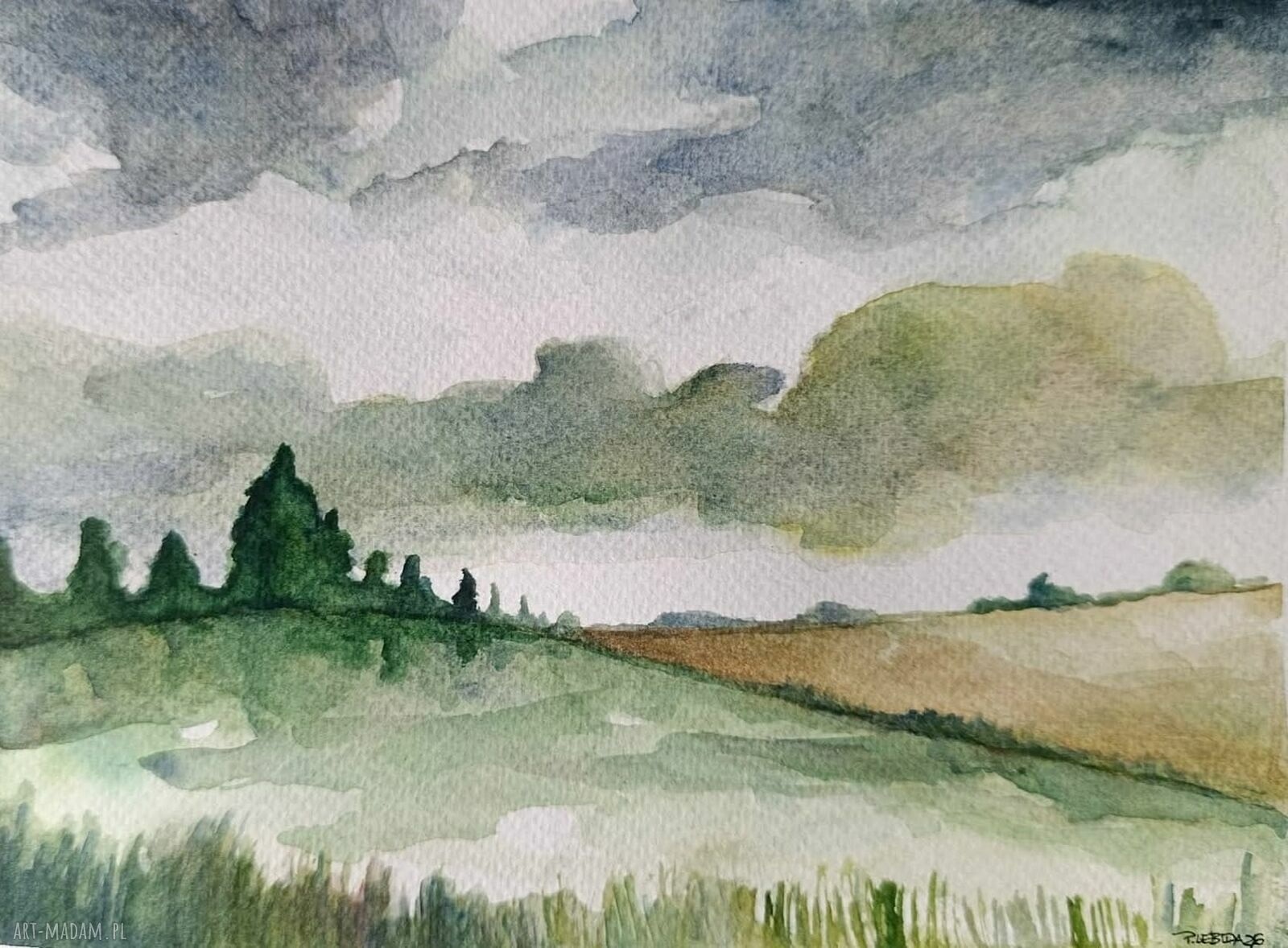 Oryginalna akwarela pejzaż 18x24 cm