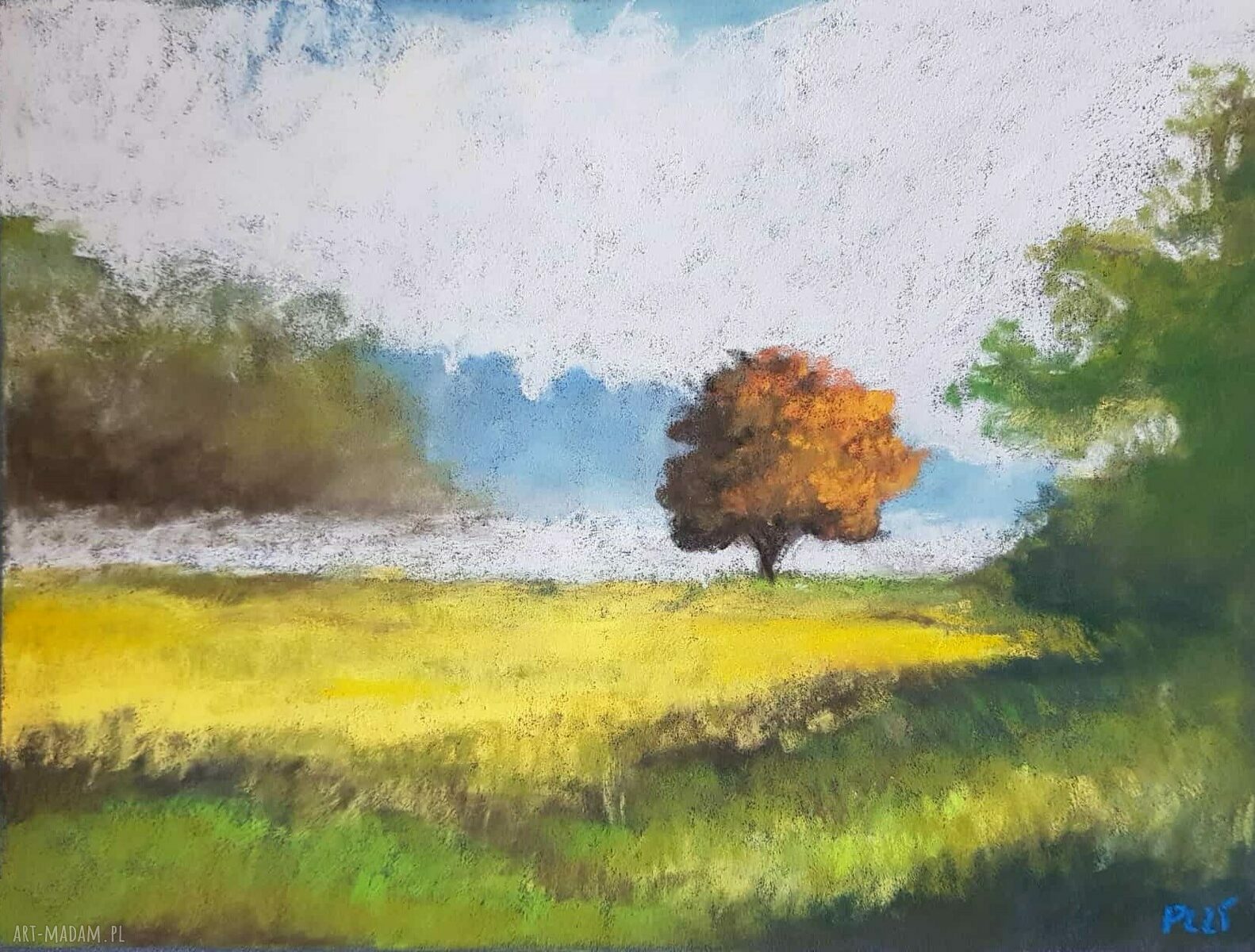Pejzaż pastelowy 18x24 cm - ciepłe kolory