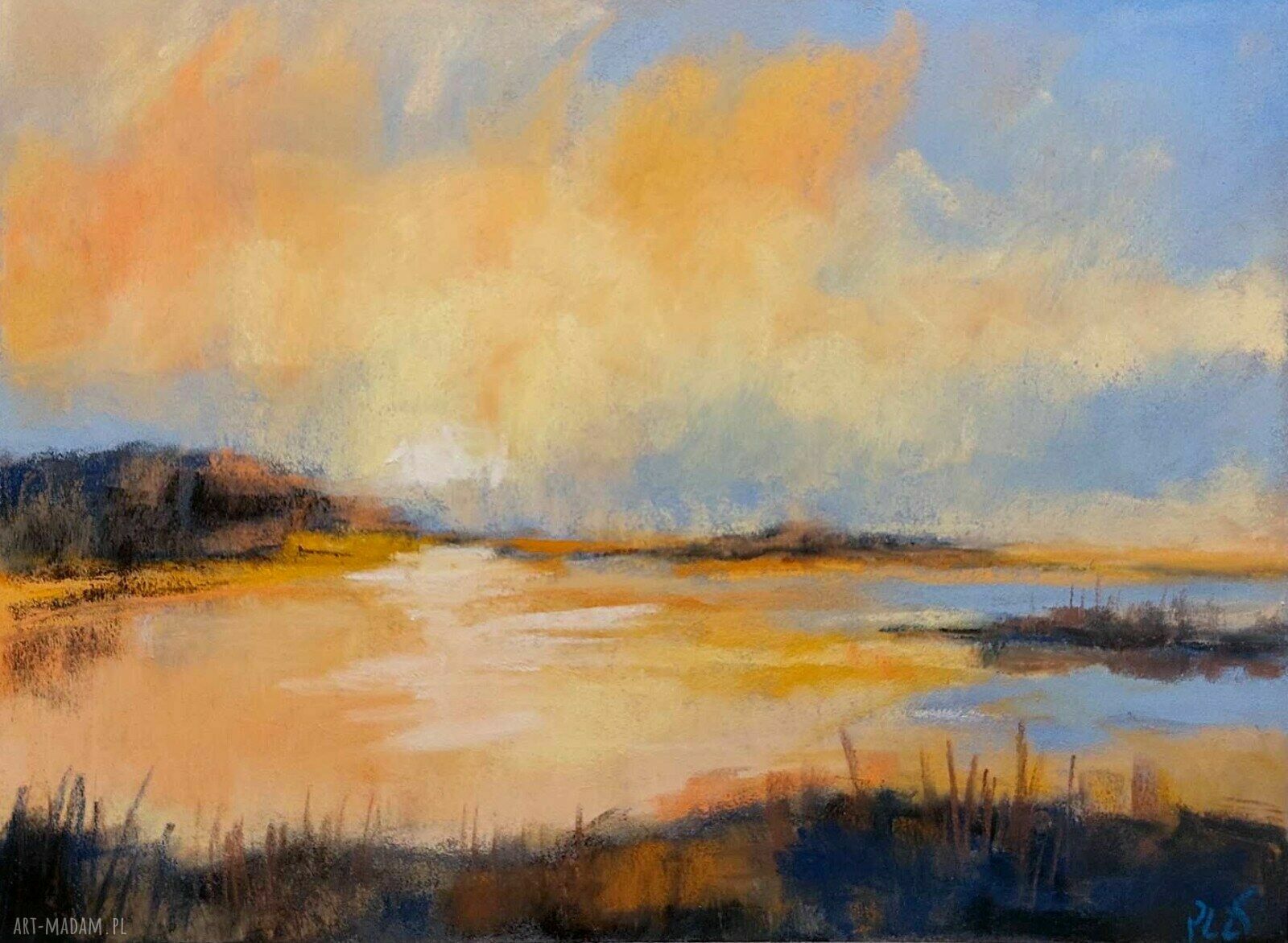 Pejzaż w pastelach suchych - oryginalny rysunek 18 x 24 cm