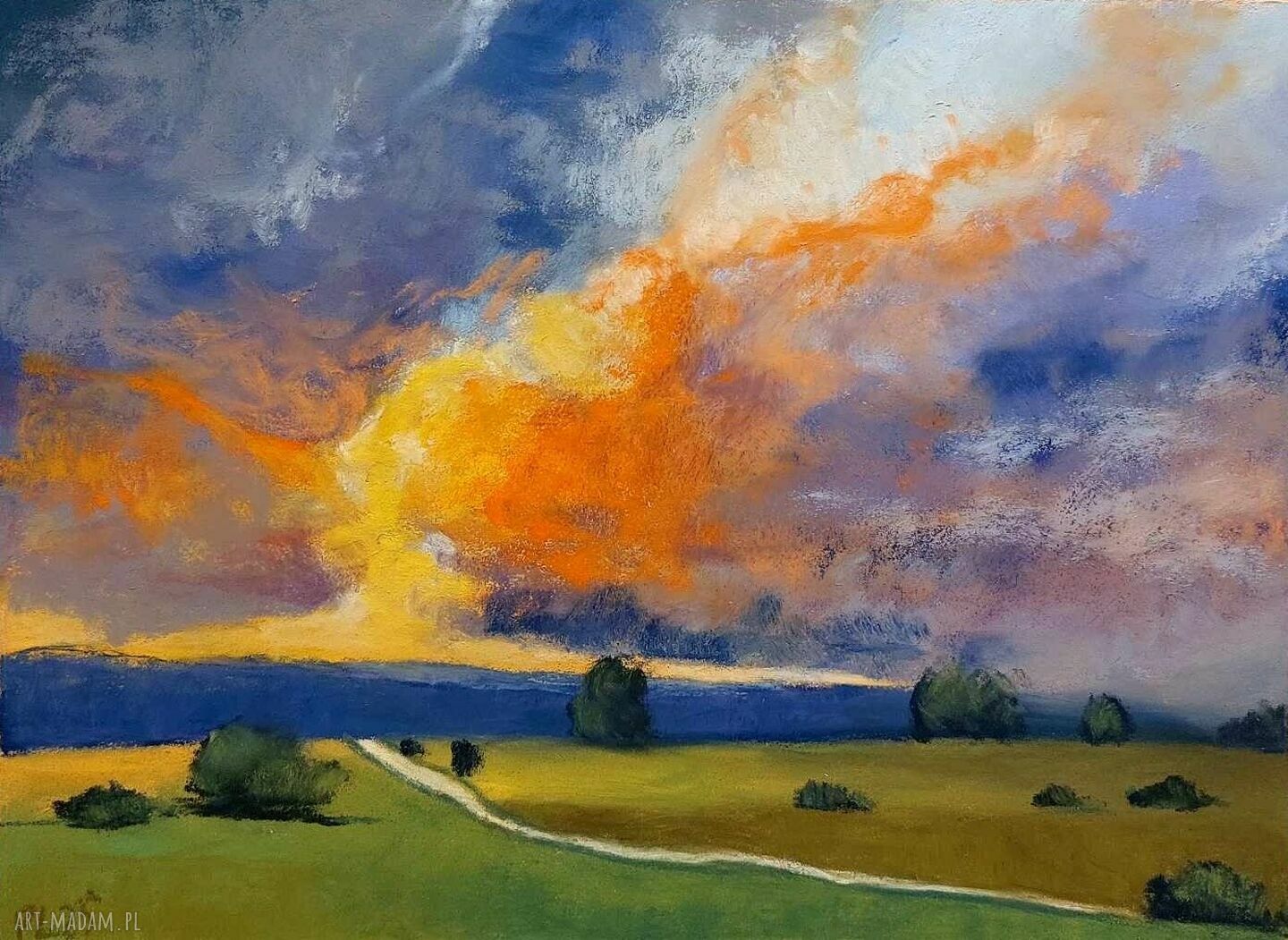 Pejzaż - rysunek pastelami suchymi w formacie 18x24 cm