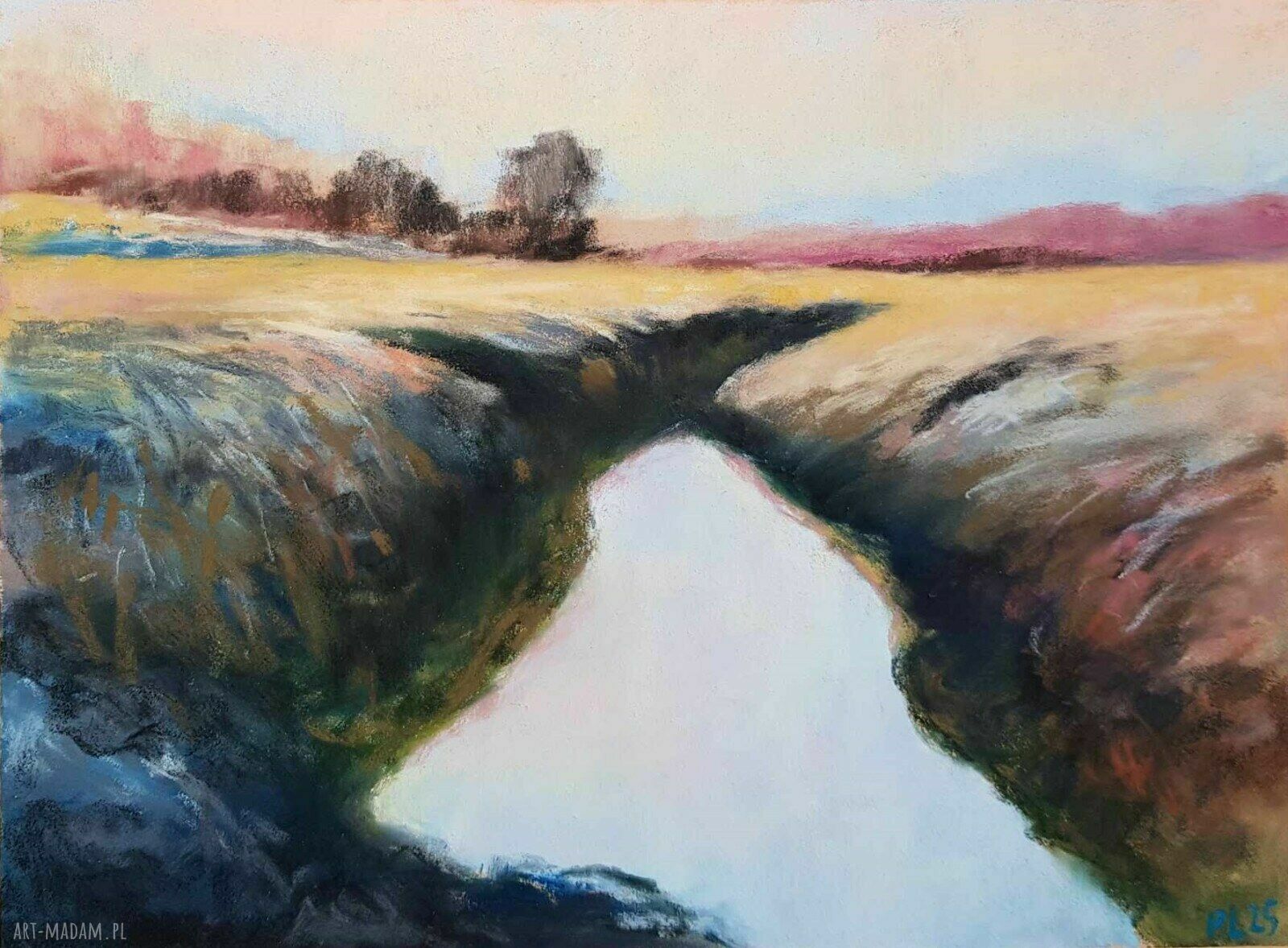 Pejzaż pastelami suchymi - rysunek 18x24 cm