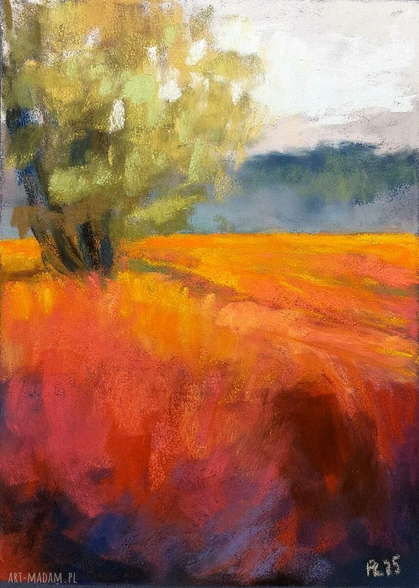 Pejzaż w pastelach suchych 24x18 cm - ręcznie wykonany rysunek