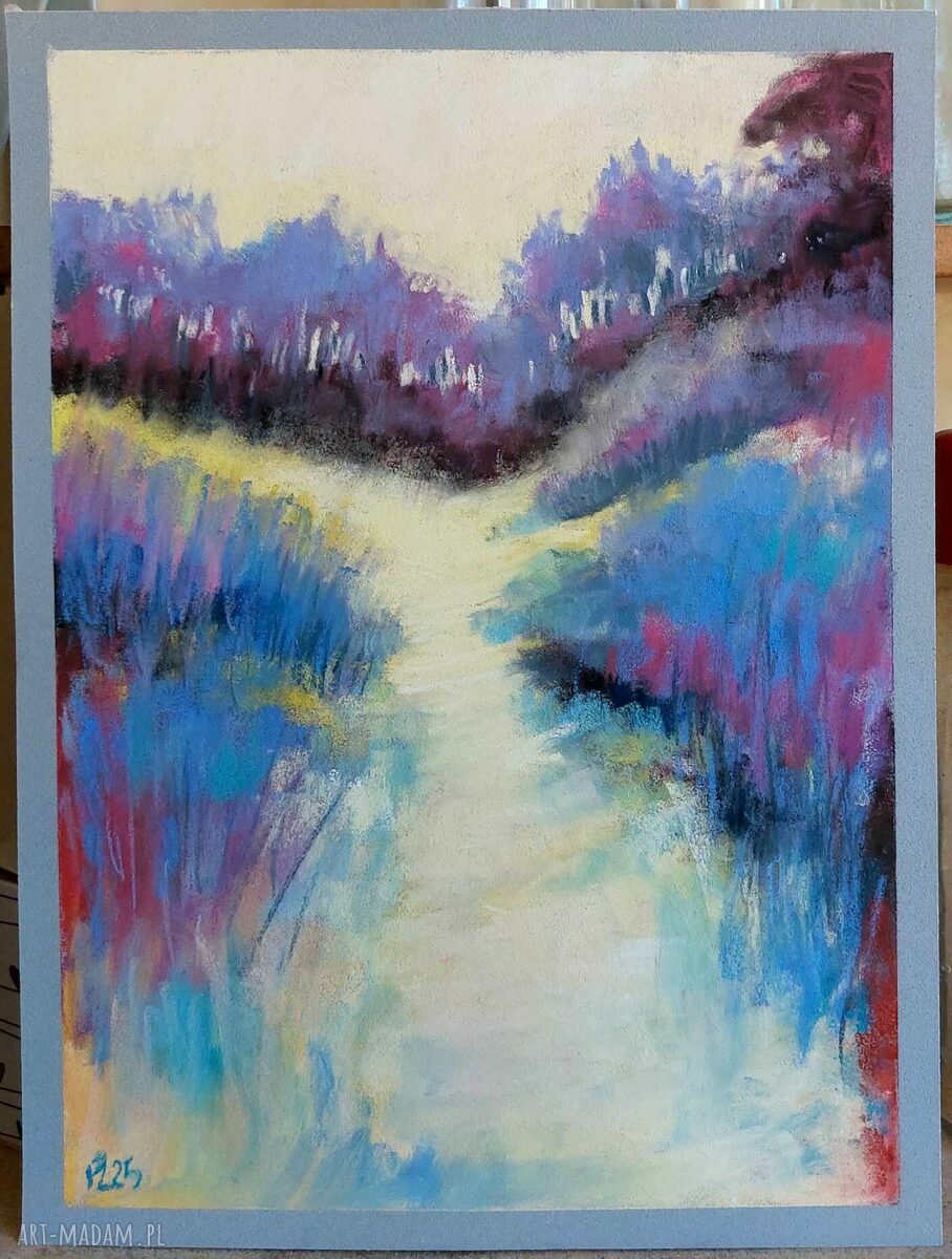 Pejzaż - praca w formacie 24x18 cm w pastelach suchych
