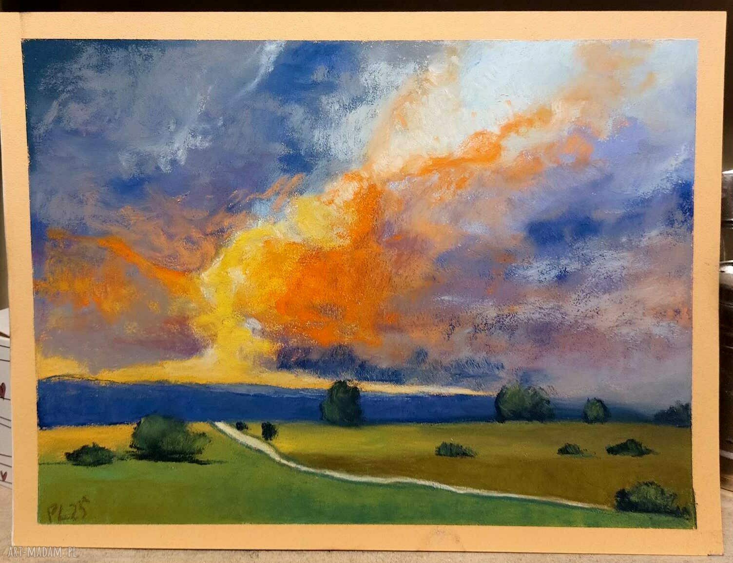 Pejzaż - rysunek pastelami suchymi w formacie 18x24 cm