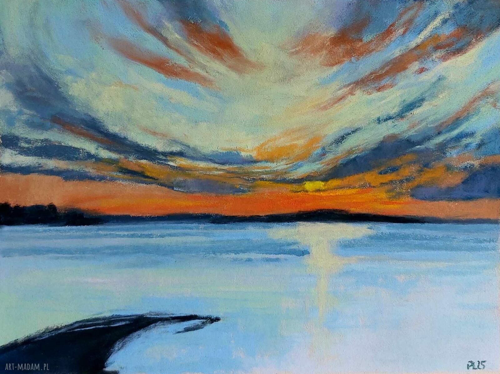 Pejzaż w pastelach suchych 18 x 24 cm - autorska praca Pauliny Lebidy