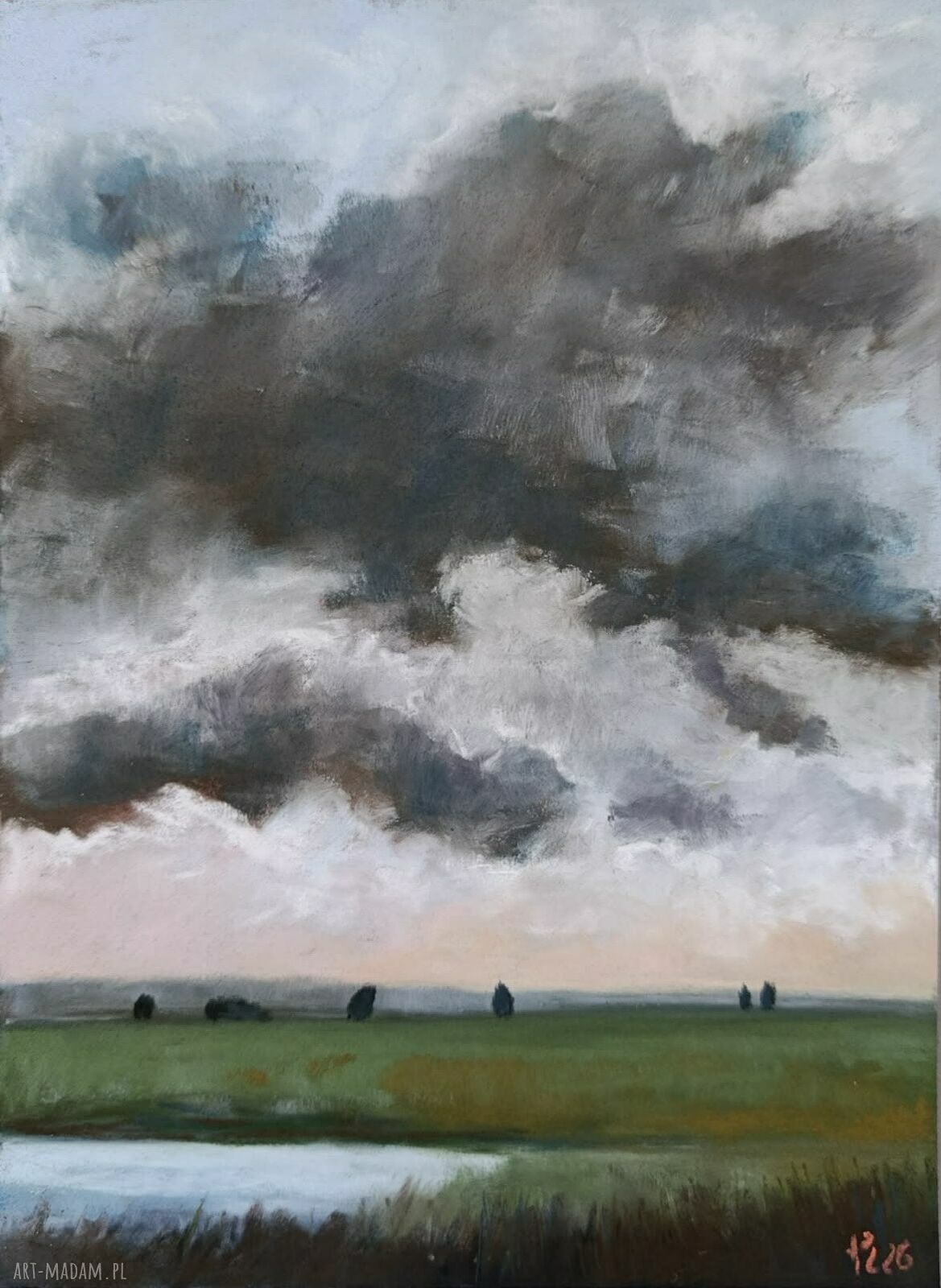 Pejzaż z pasteli suchych 24 x 18 cm - niepowtarzalny obraz do wnętrza
