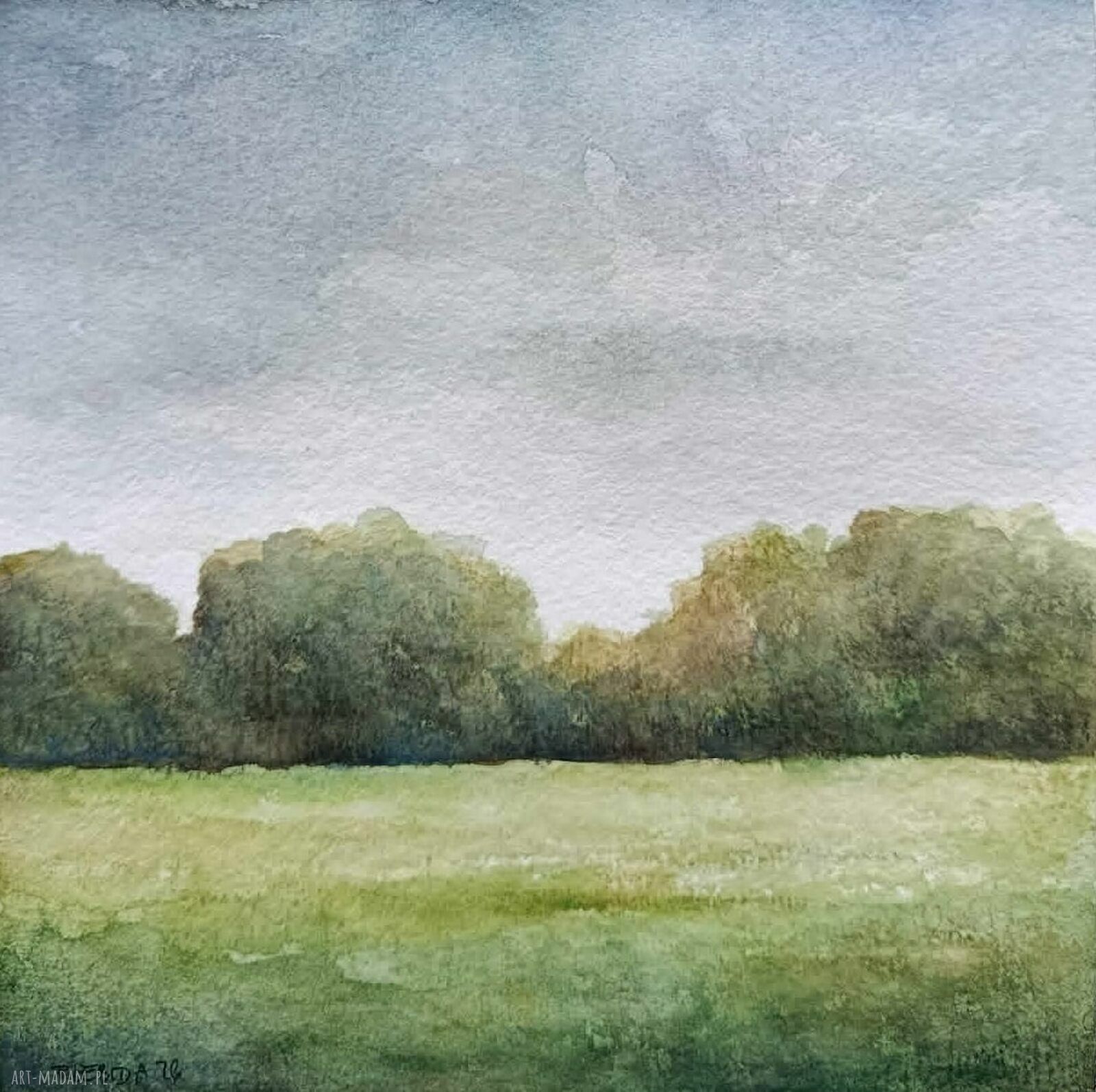 Pejzaż - oryginalna akwarela 20x20 cm (bez ramy)