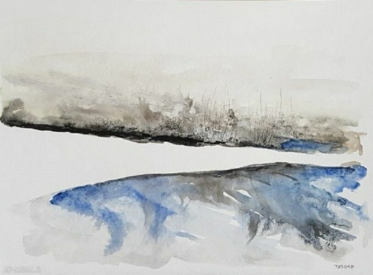 Pejzaż - praca wykonana tuszem (32x24 cm) na papierze akwarelowym 425 g/m2