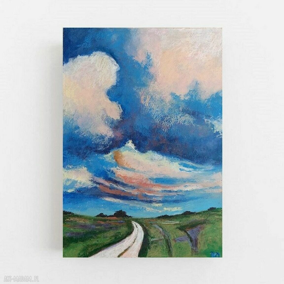 Pejzaż - praca w formacie A3 z pastelami olejnymi