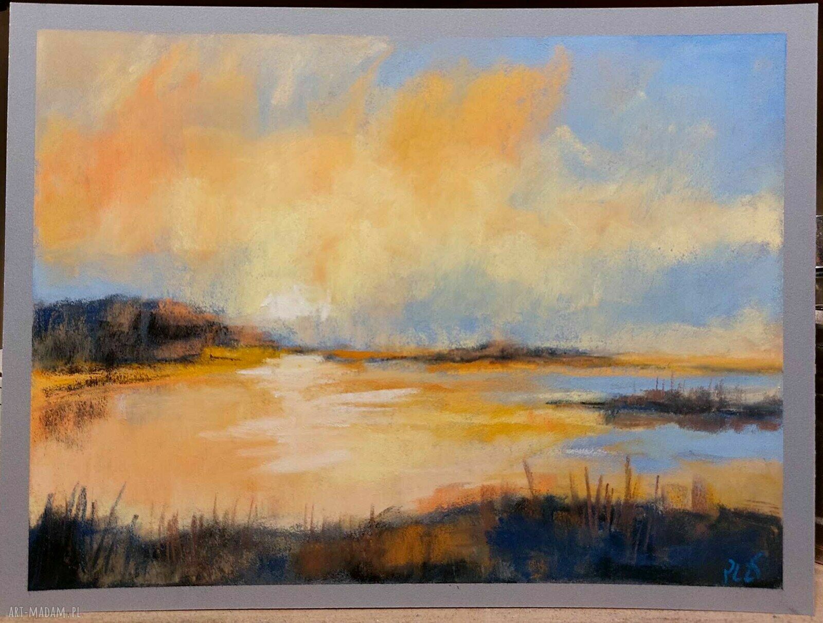 Pejzaż w pastelach suchych - oryginalny rysunek 18 x 24 cm