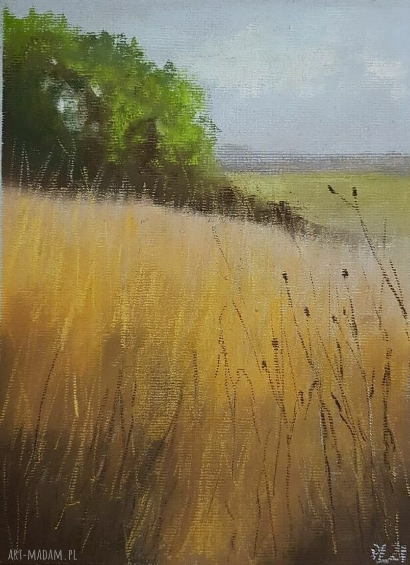 Pejzaż w pastelach suchych - Paulina Lebida, 18x24 cm (beż, brąz i zieleń)