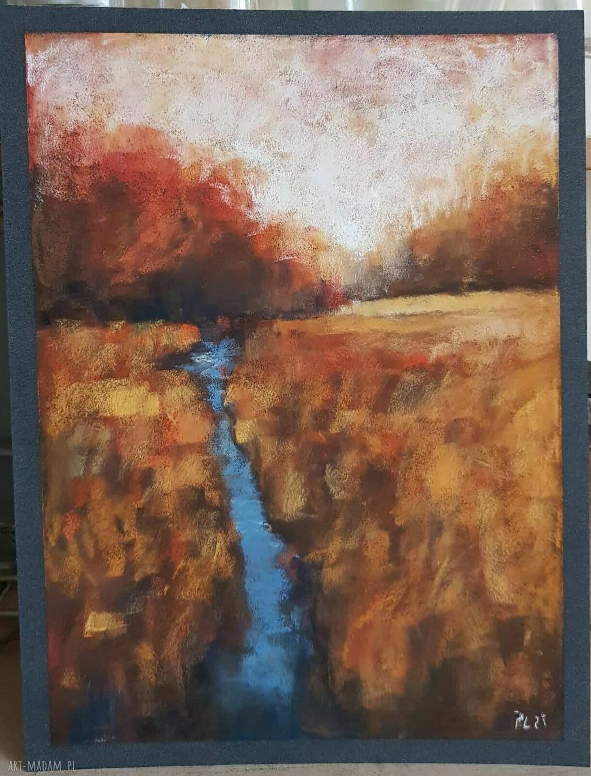 Pejzaż z pasteli suchych 24/18 cm - obraz ręcznie wykonany