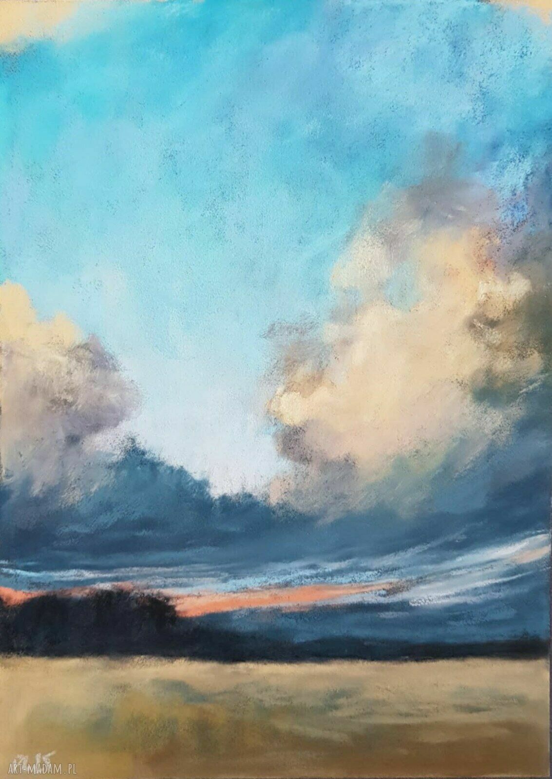 Pejzaż w pastelach suchych 24x18 cm - ręcznie wykonany przez Paulinę Lebidę