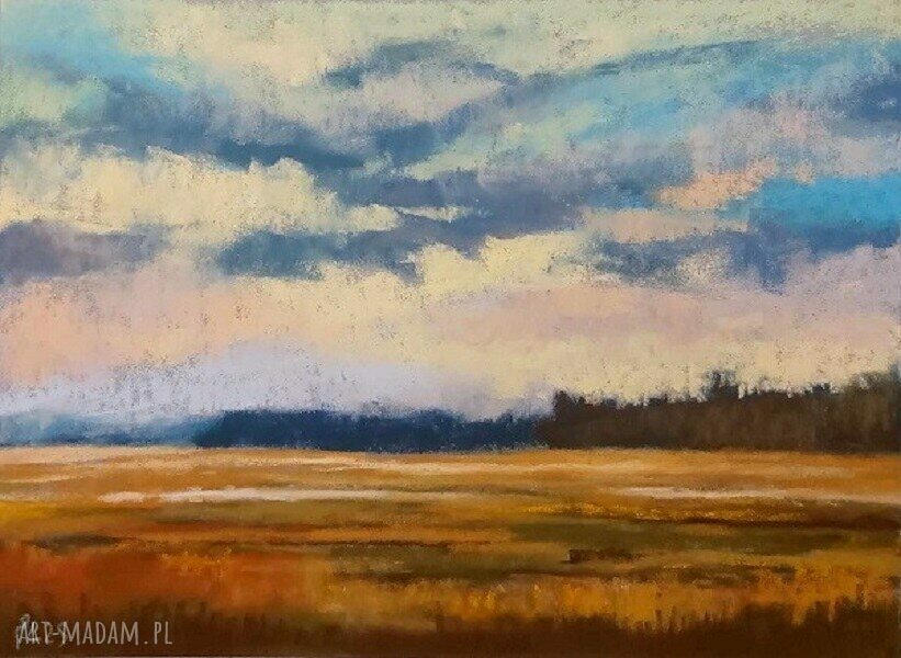 Pejzaż w pastelach suchych Paulina Lebida - oryginalna dekoracja 18x24 cm
