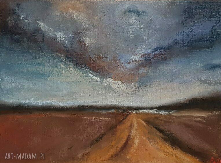 Pejzaż wykonany pastelami suchymi na papierze 24x18 cm - Paulina Lebida