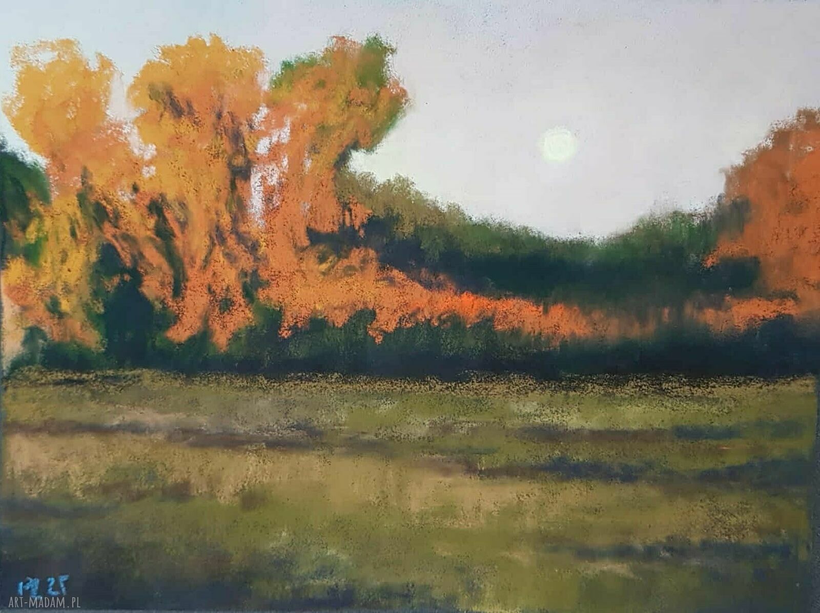 Pejzaż w pastelach suchych 18x24 cm - ręcznie robiony obraz