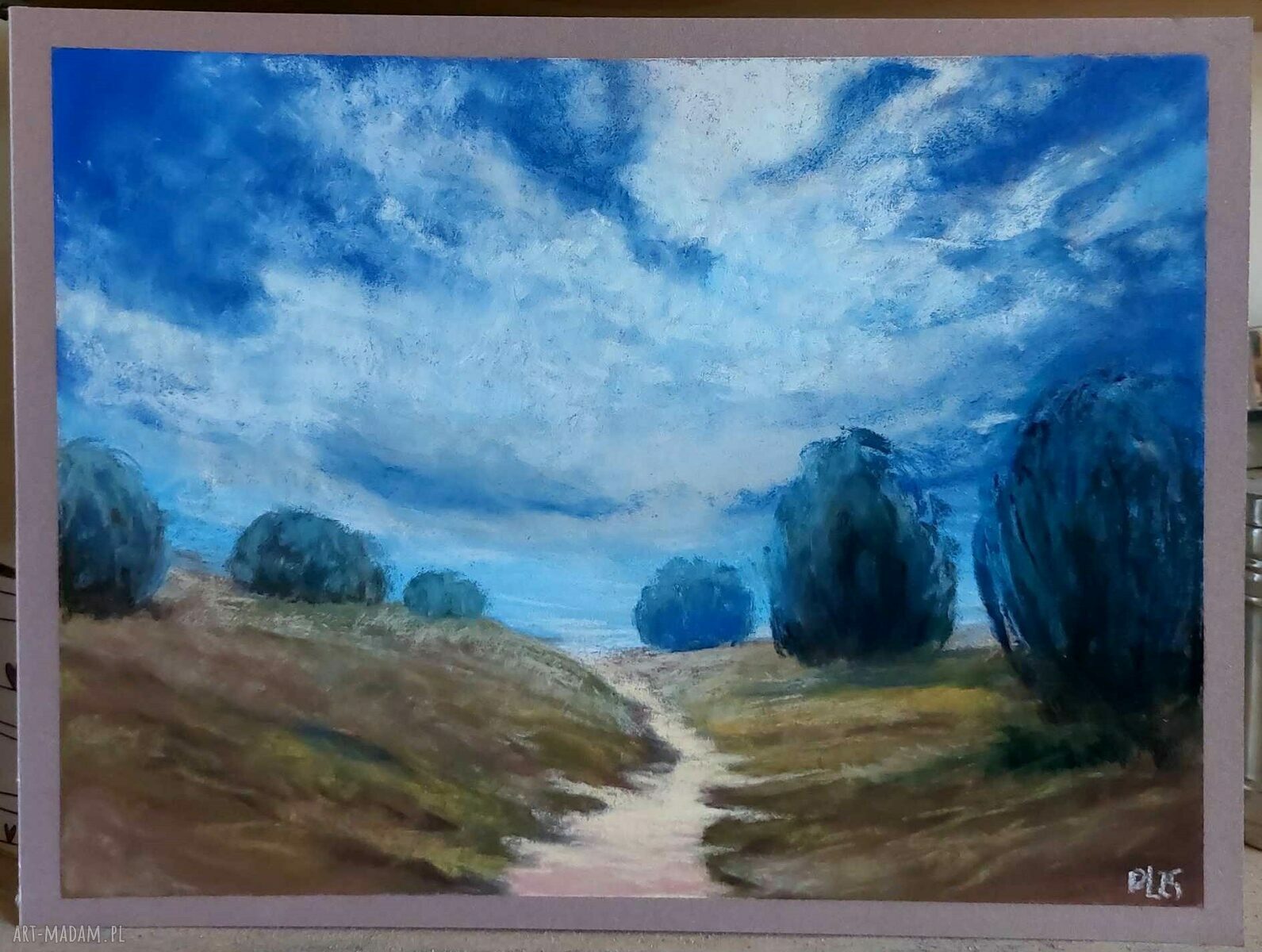 Pastelowy pejzaż 18x24 cm - suche pastele na papierze Pastelmat 360 g/m2