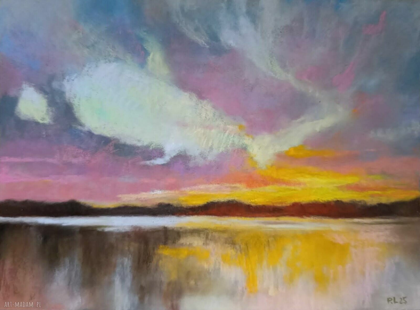 Pejzaż - obraz formatu 18x24 cm z suchych pasteli