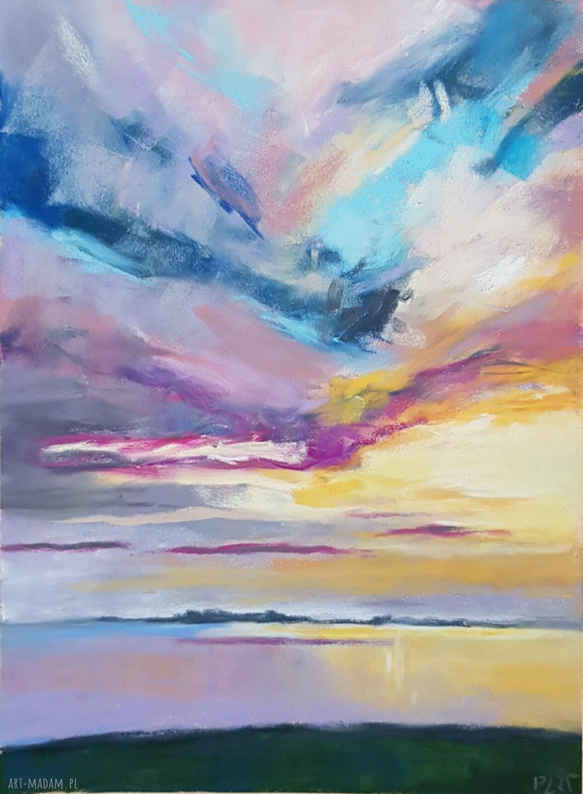 Pejzaż 24/18 cm - ręcznie rysowany pastelami Paulina Lebida