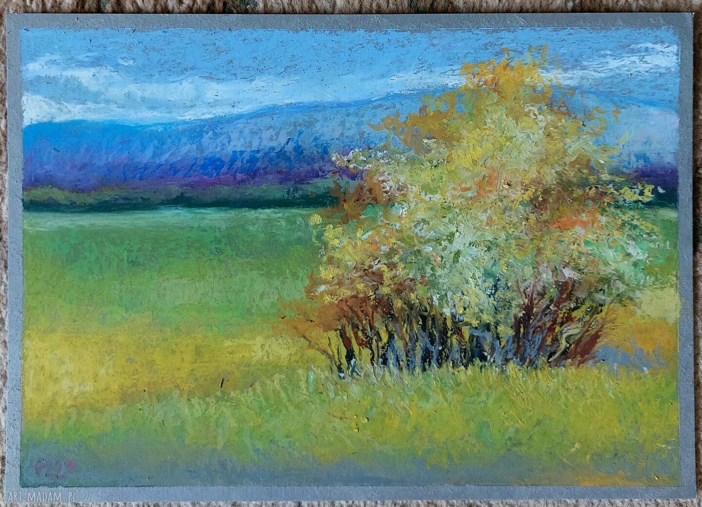 Pejzaż - rysunek A4 pastelami olejnymi