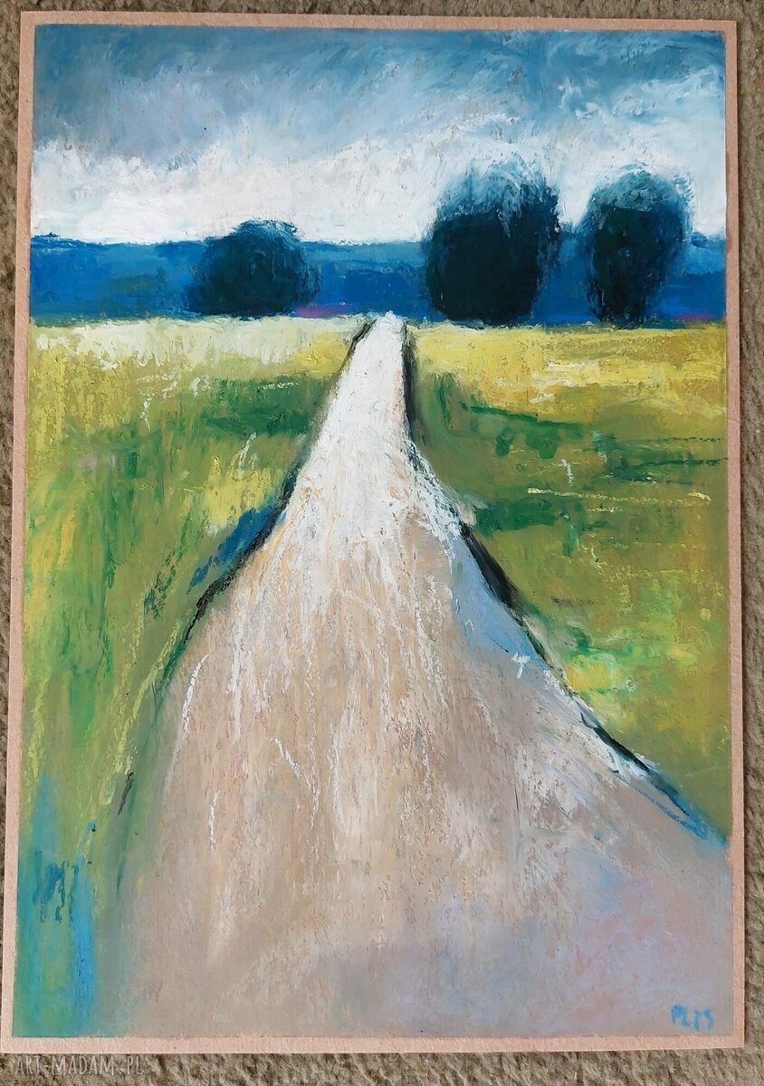 Pejzaż - rysunek A4 pastelami olejnymi