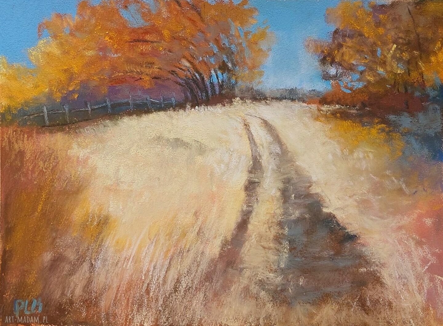 Pejzaż - rysunek w pastelach suchych, format 18x24 cm