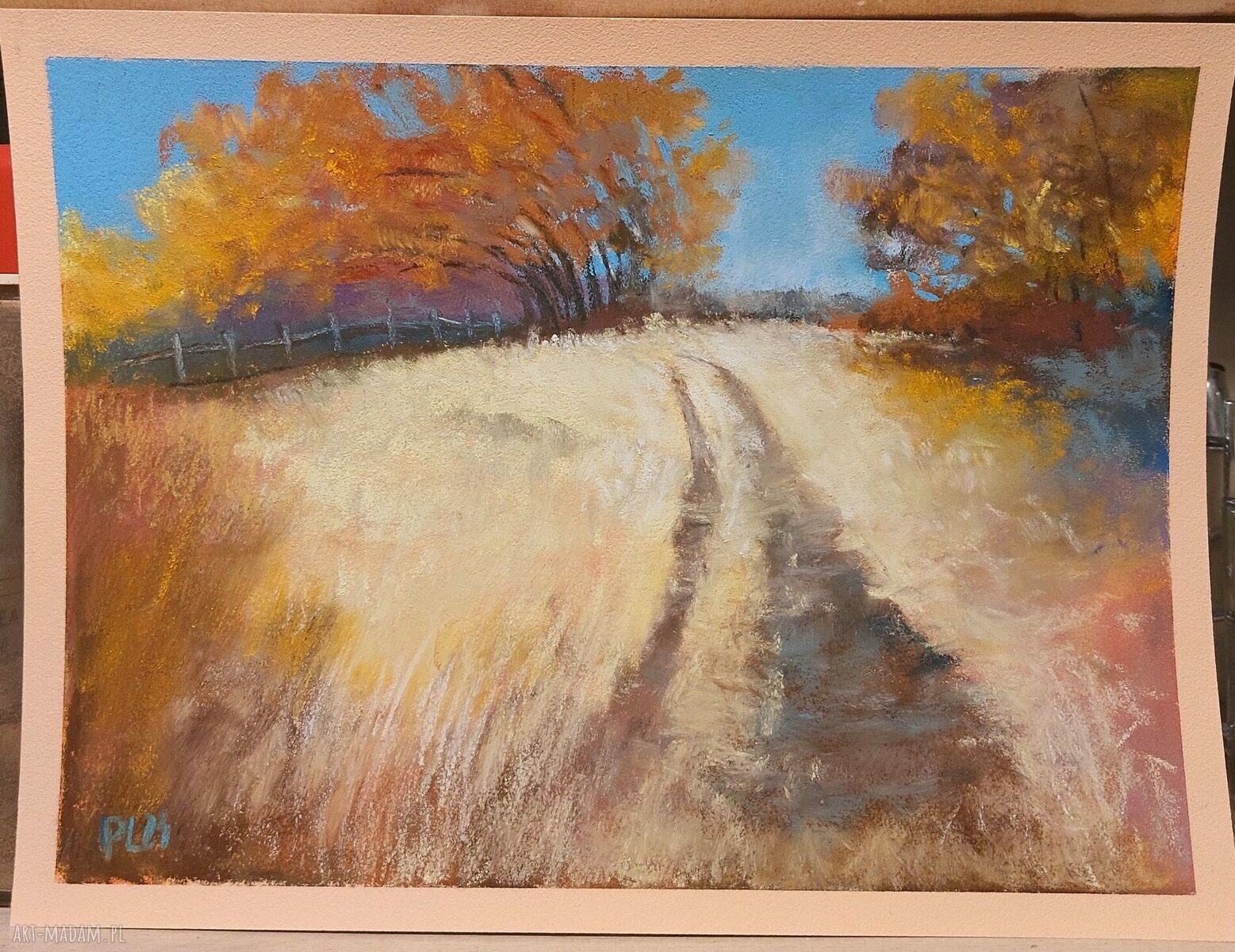 Pejzaż - rysunek w pastelach suchych, format 18x24 cm