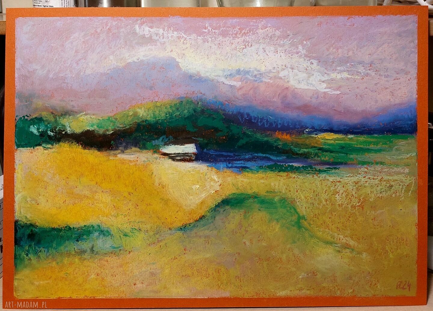Pejzaż - rysunek pastelami olejnymi w formacie A4 (Paulina Lebida)