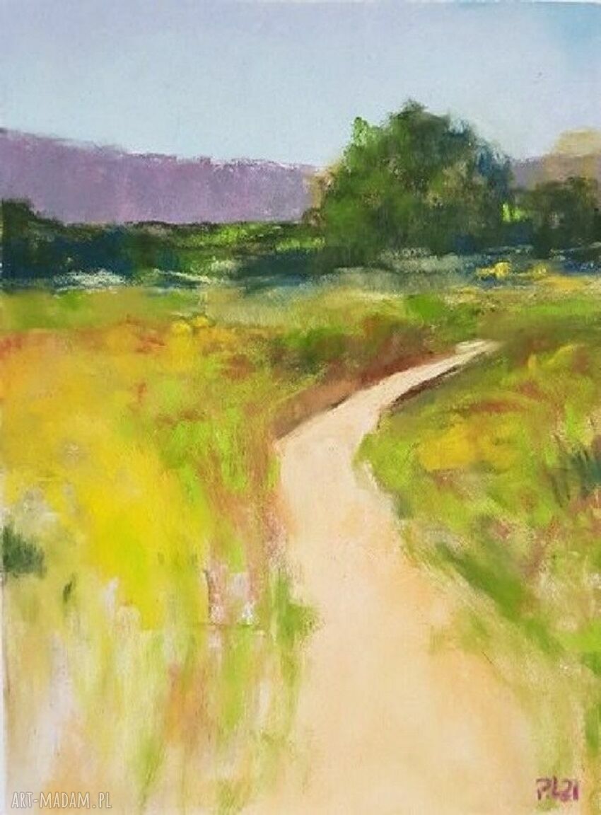 Pejzaż - ręcznie wykonany rysunek pastelami suchymi 18x24 cm