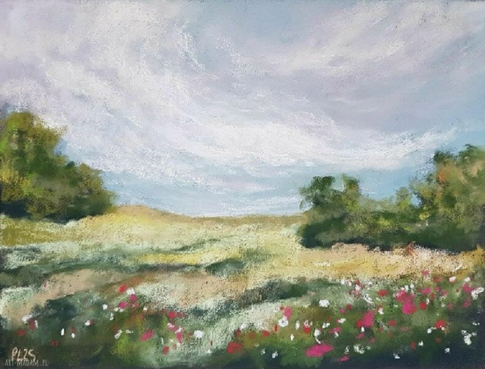 Pejzaż - rysunek pastelami suchymi 18x24 cm