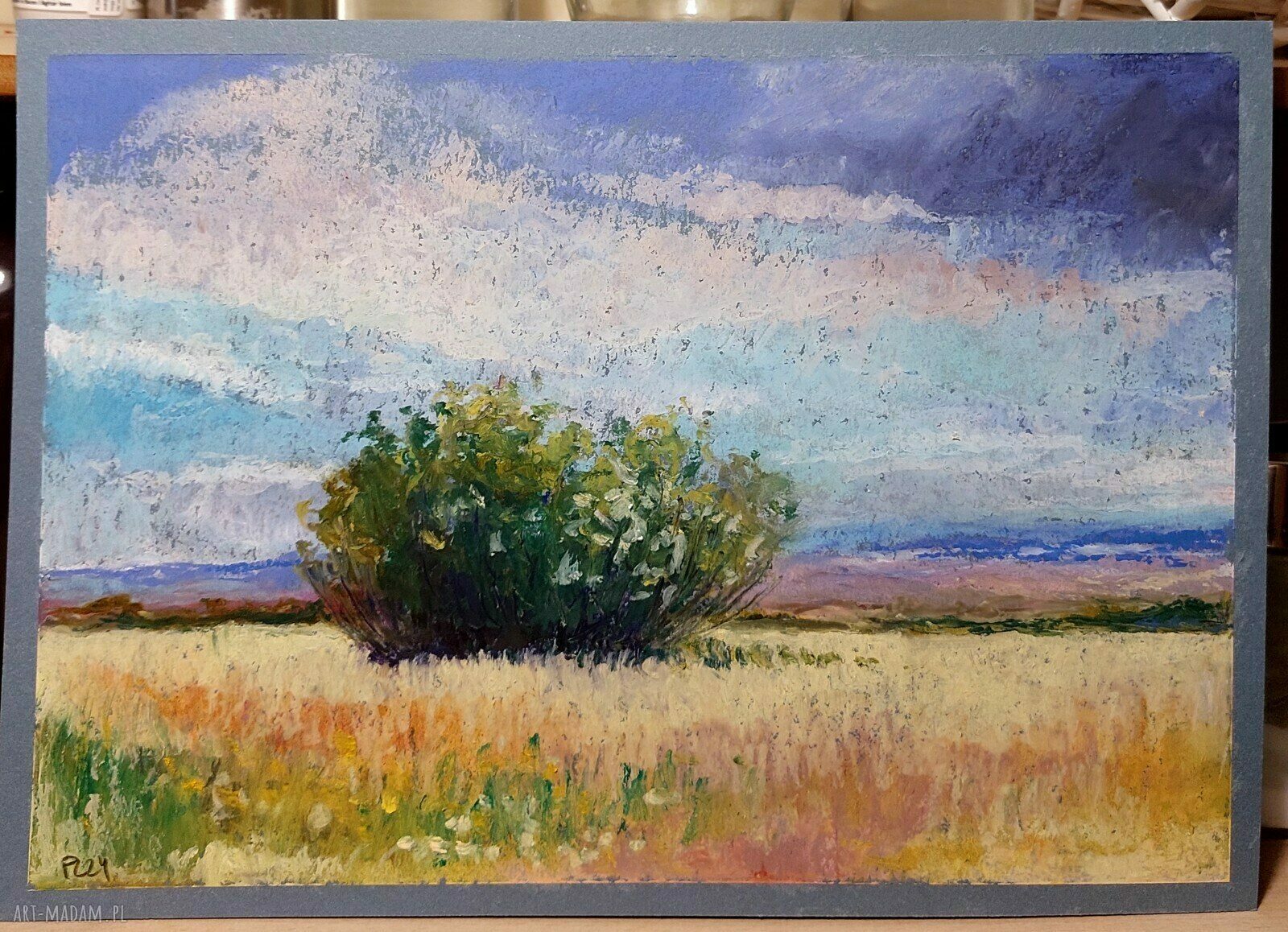 Pejzaż - rysunek pastelami olejnymi (A4)