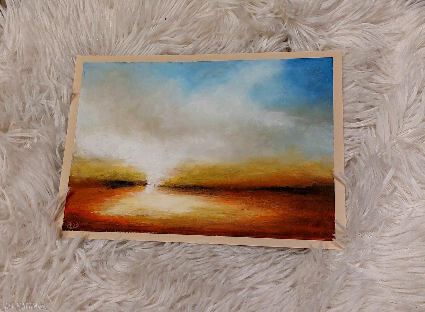 Pejzaż w formacie A5 - rysunek pastelami olejnymi (kredki Van Gogh)