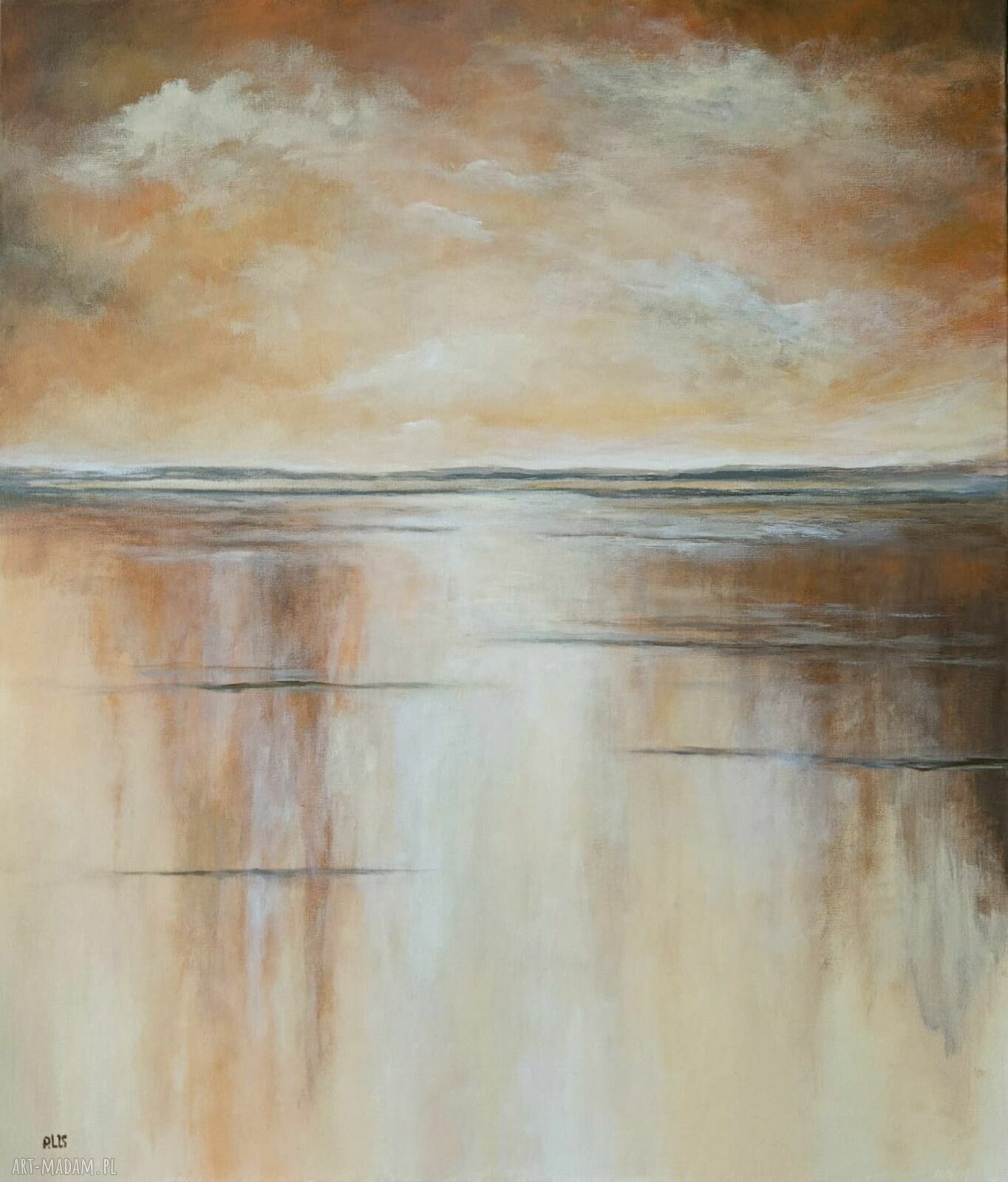 Pejzaż w brązach, złocie i pomarańczach - obraz akrylowy 70x60 cm na płótnie
